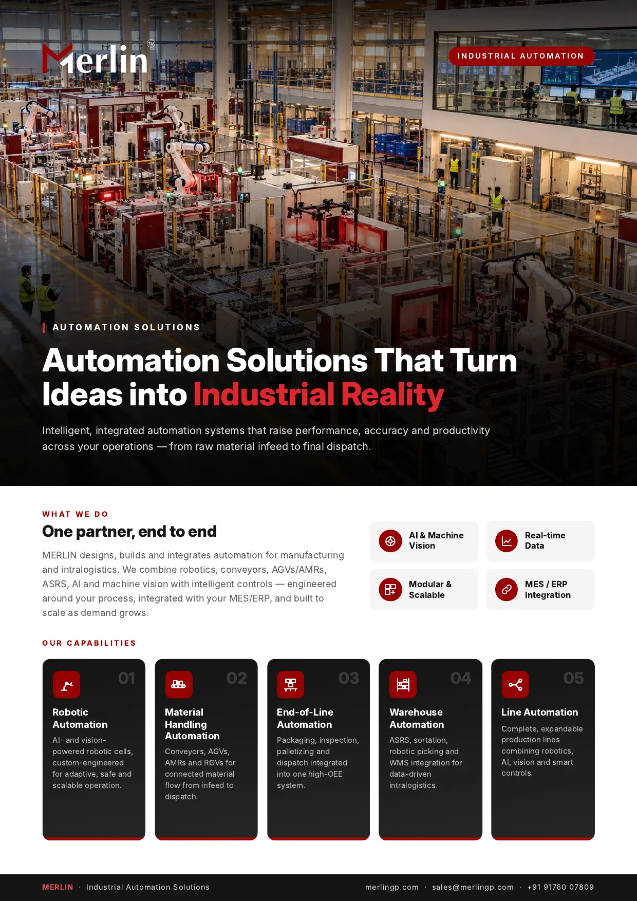 MERLIN Industrial Automation brochure, page 1 of 4
